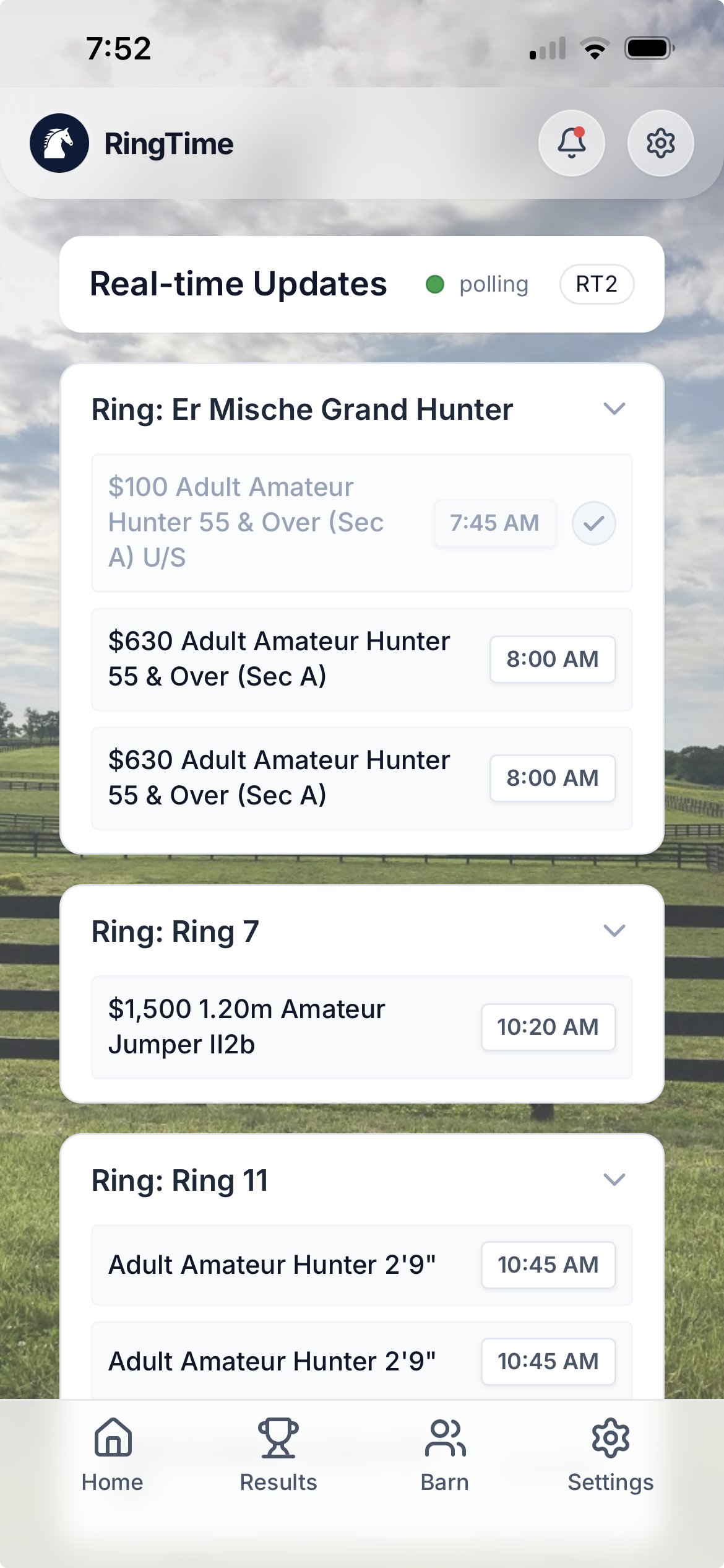 RingTime App Interface